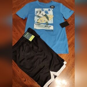 NWT size 10/12 shorts outfit, Hurley shirt, Tek Gear shorts